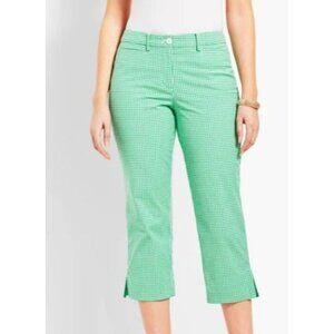 EUC Talbots Green Gingham Perfect Skimmer‎ Cropped Pants Size 8